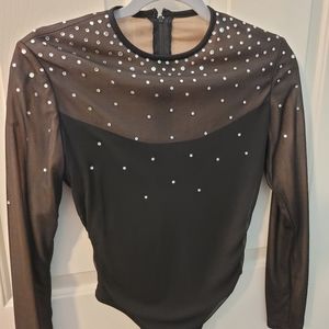 Tadashi Long Sleeve Bodysuit Rhinestone sz Medium